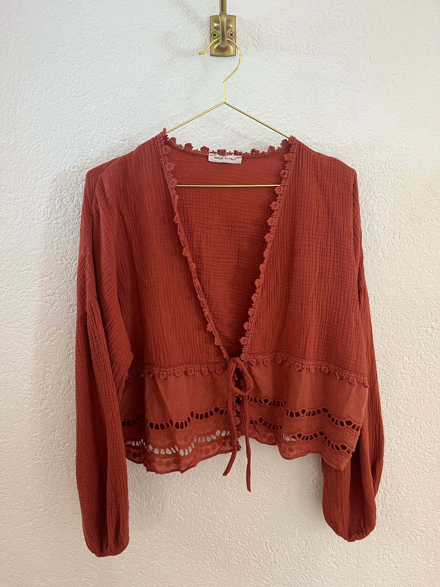 Musselinbluse zum binden versch. Farben