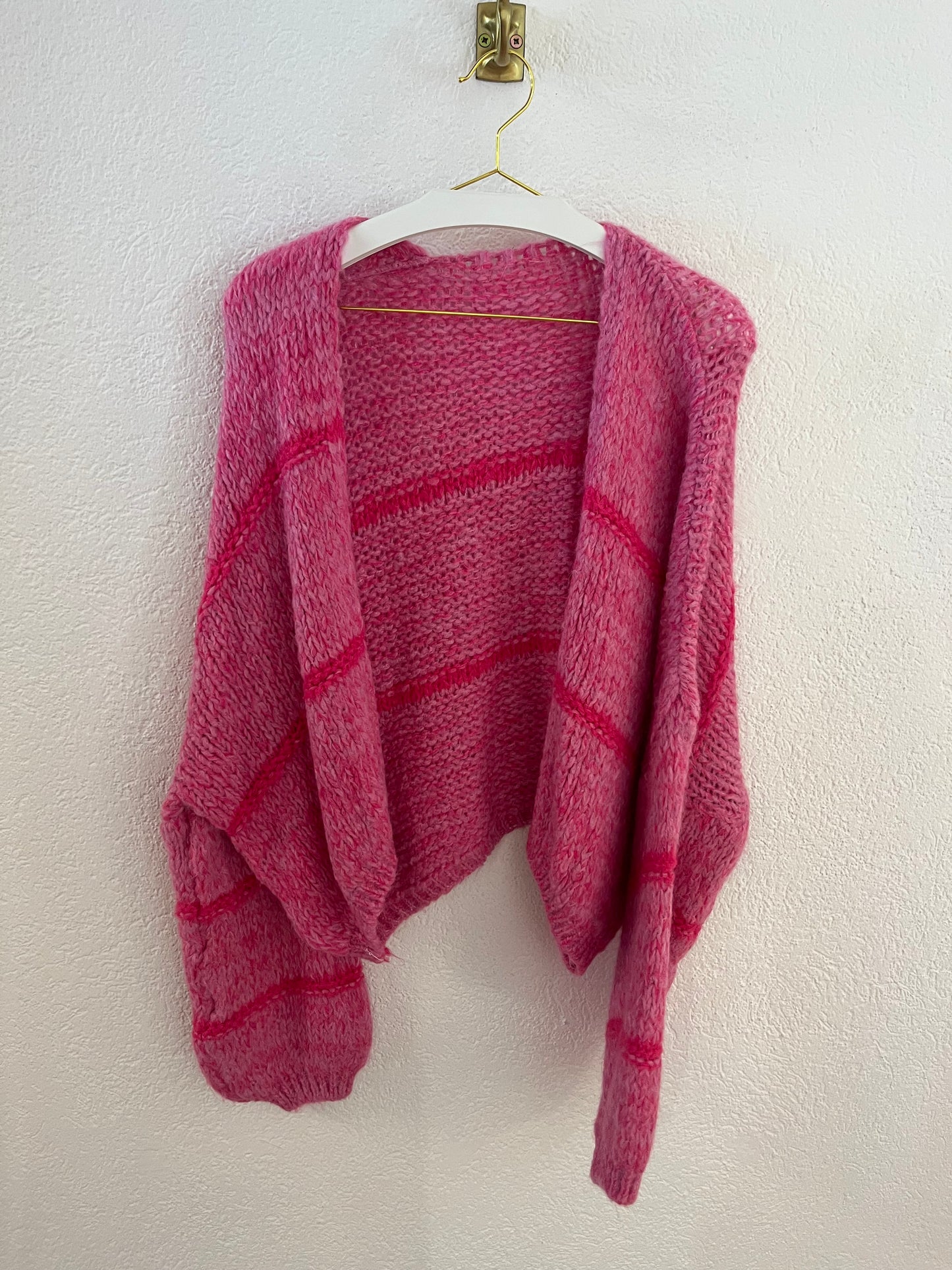 Pink melierte Strickjacke