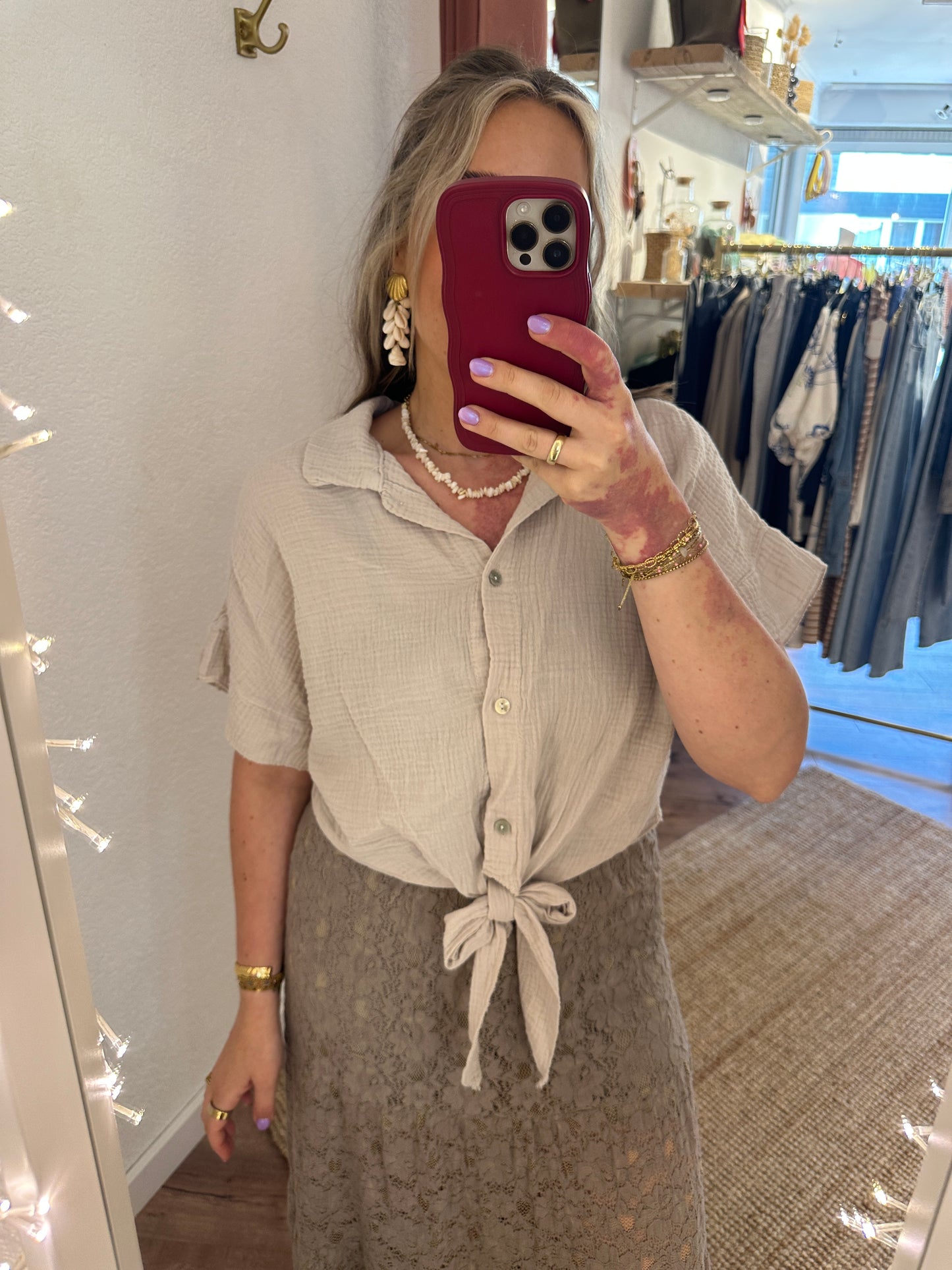 Musselinbluse zum binden versch. Farben