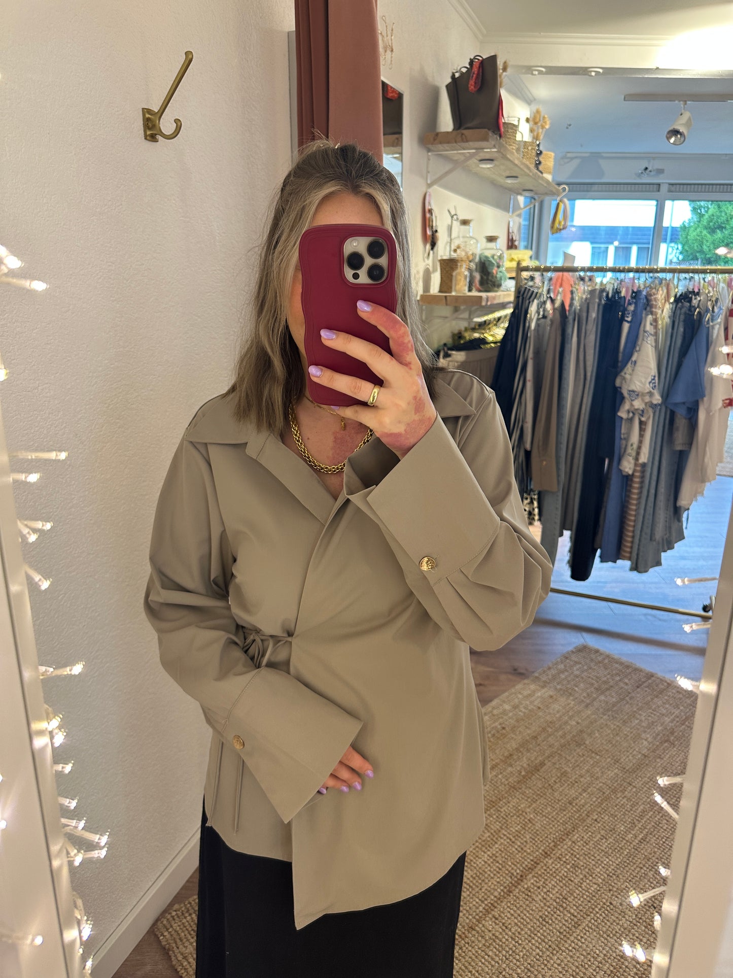 Wickelbluse taupe