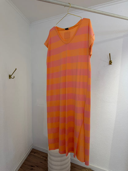 Dünnes Streifenkleid mit V-Ausschnitt versch. Farben
