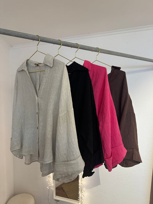 Weite Leinenbluse versch. Farben