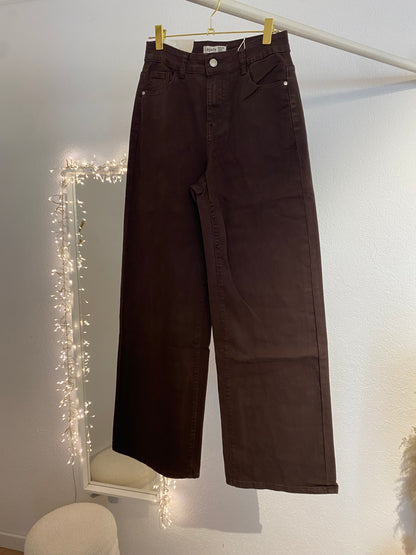 Wide-Leg Jeans dunkelbraun