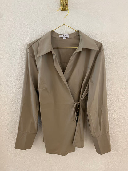 Wickelbluse taupe