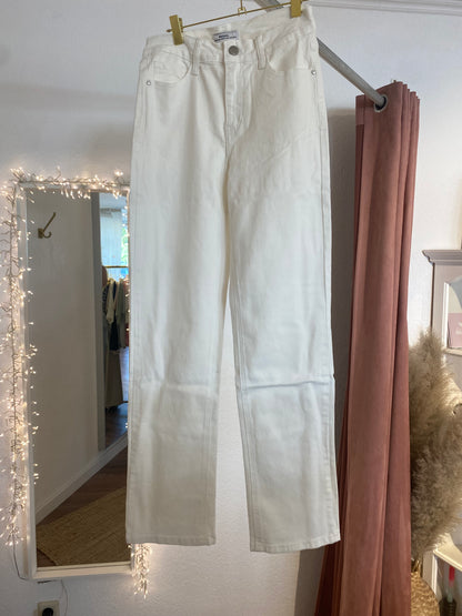 Weiße Straight Leg Jeans