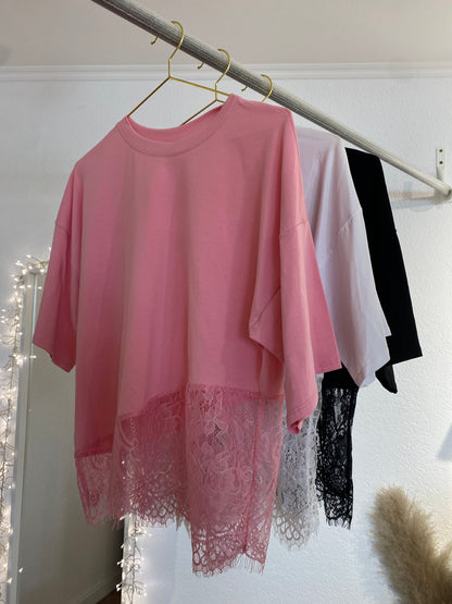 T-Shirt mit Spitzeneinsatz