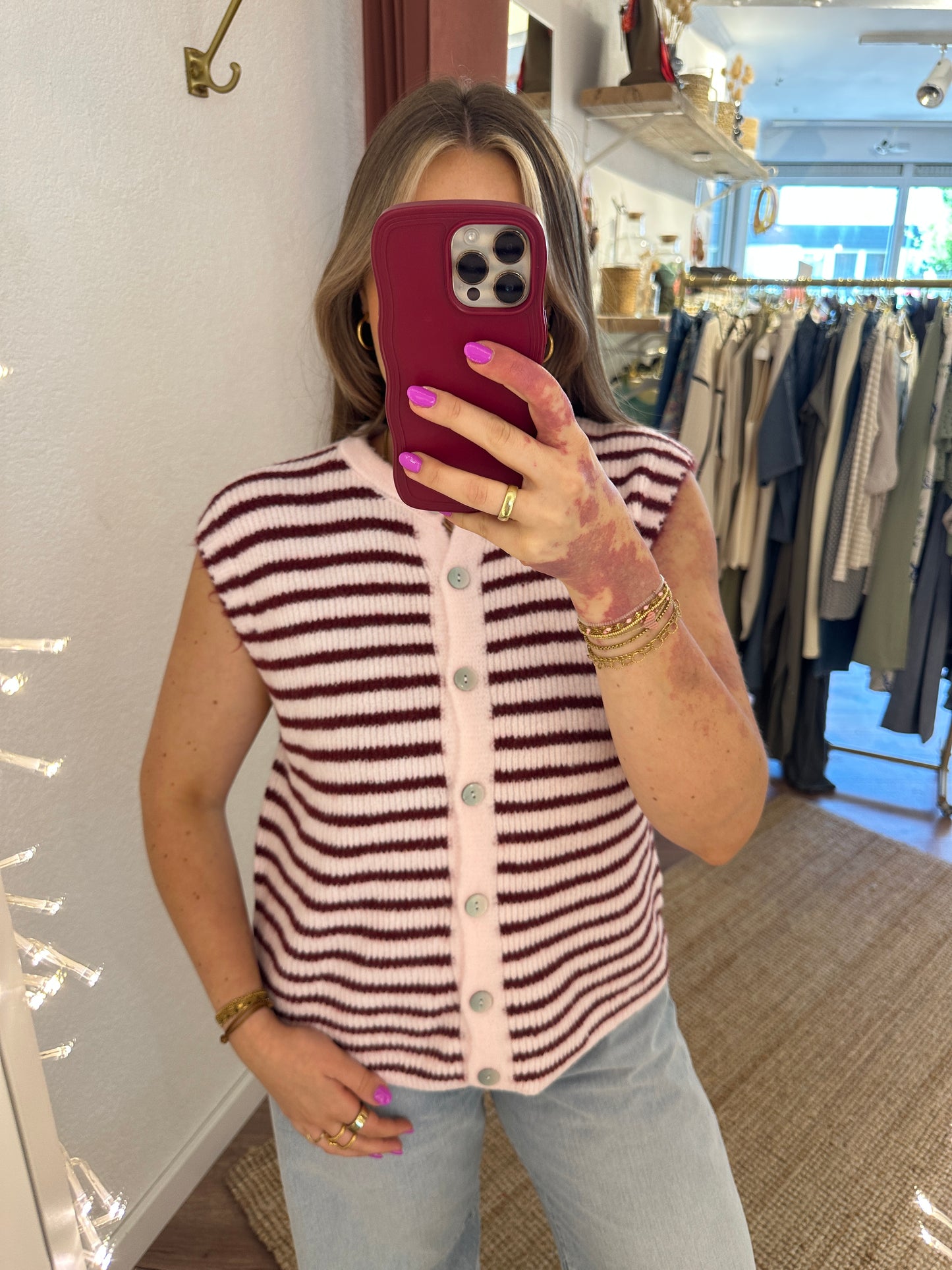 Gestreifte Strickweste versch. Farbe