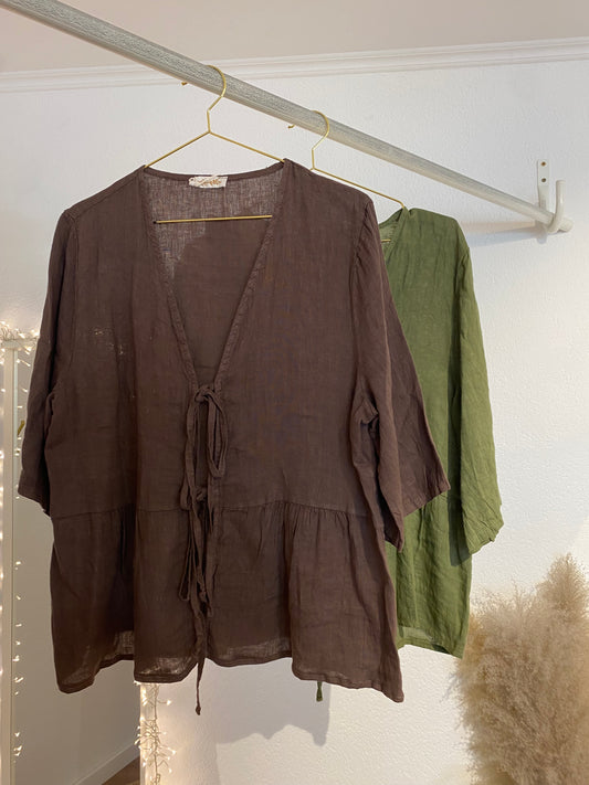 Oversize Leinenbluse versch. Farben