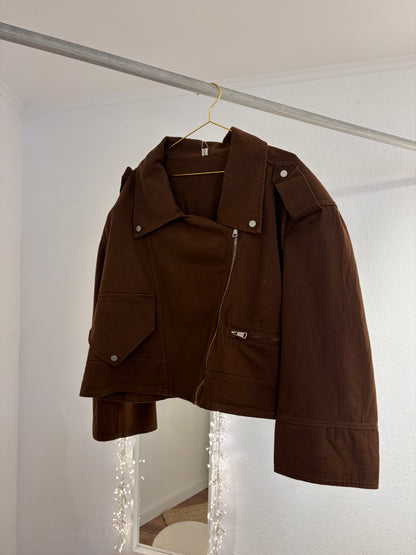 Oversized Jeansjacke im Bikerstil