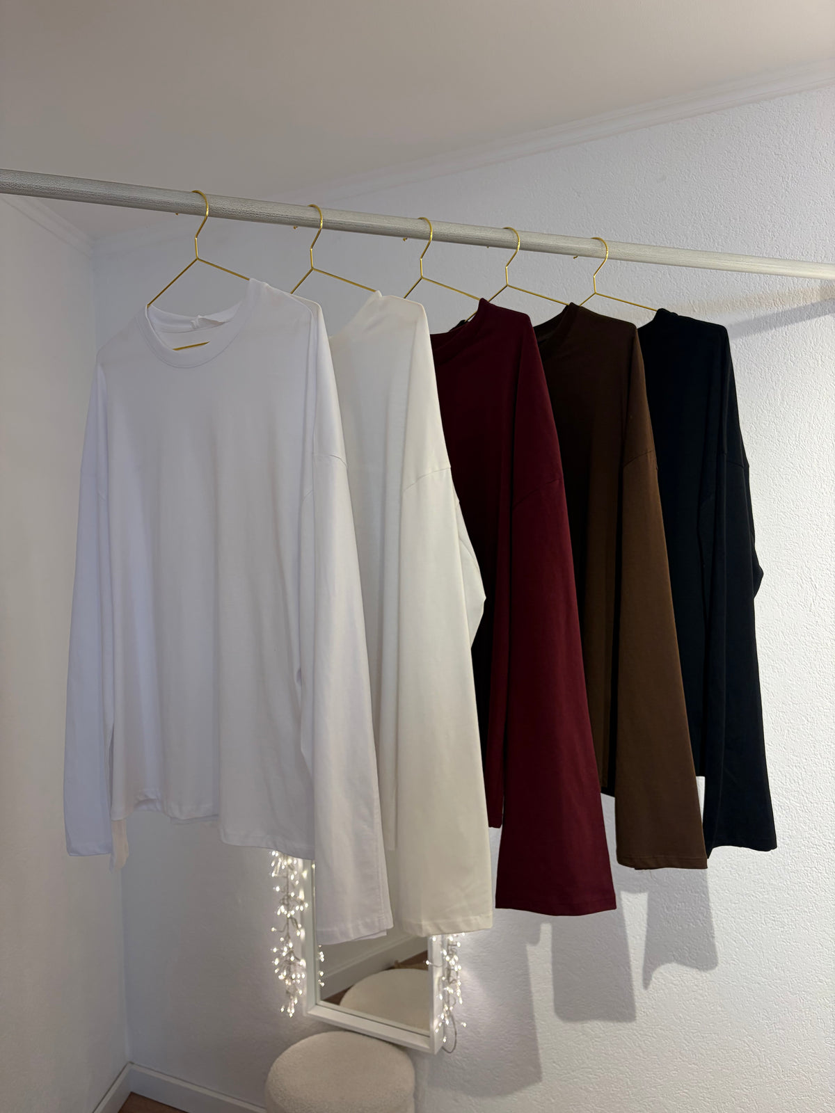 Oversized Longsleeve mit Rückennaht versch. Farben