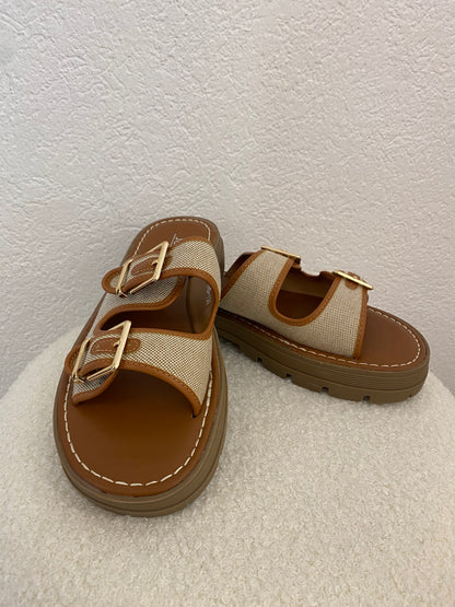 Kunstleder Schlappe camel