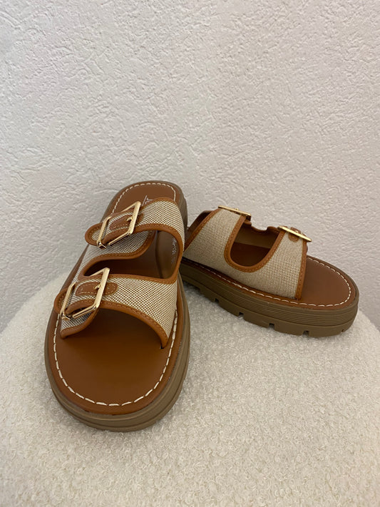 Kunstleder Schlappe camel