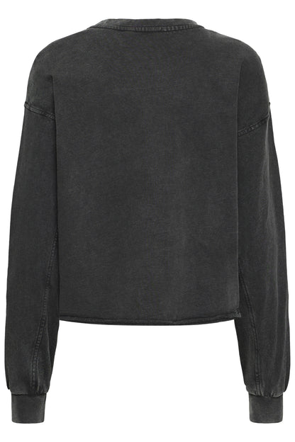 Grauer Sweater mit Glitzer Kragen