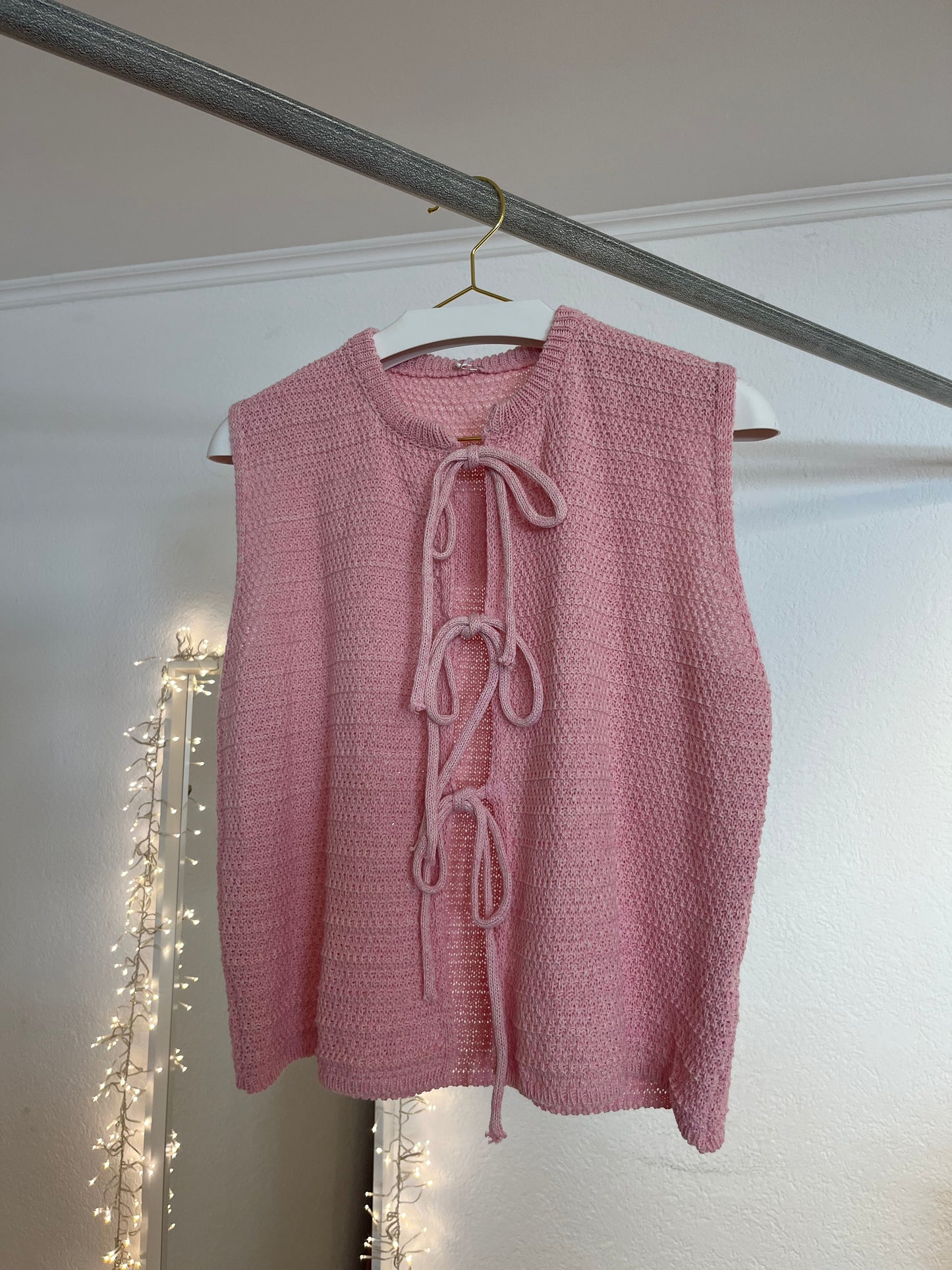 Melierte Strickweste rosa