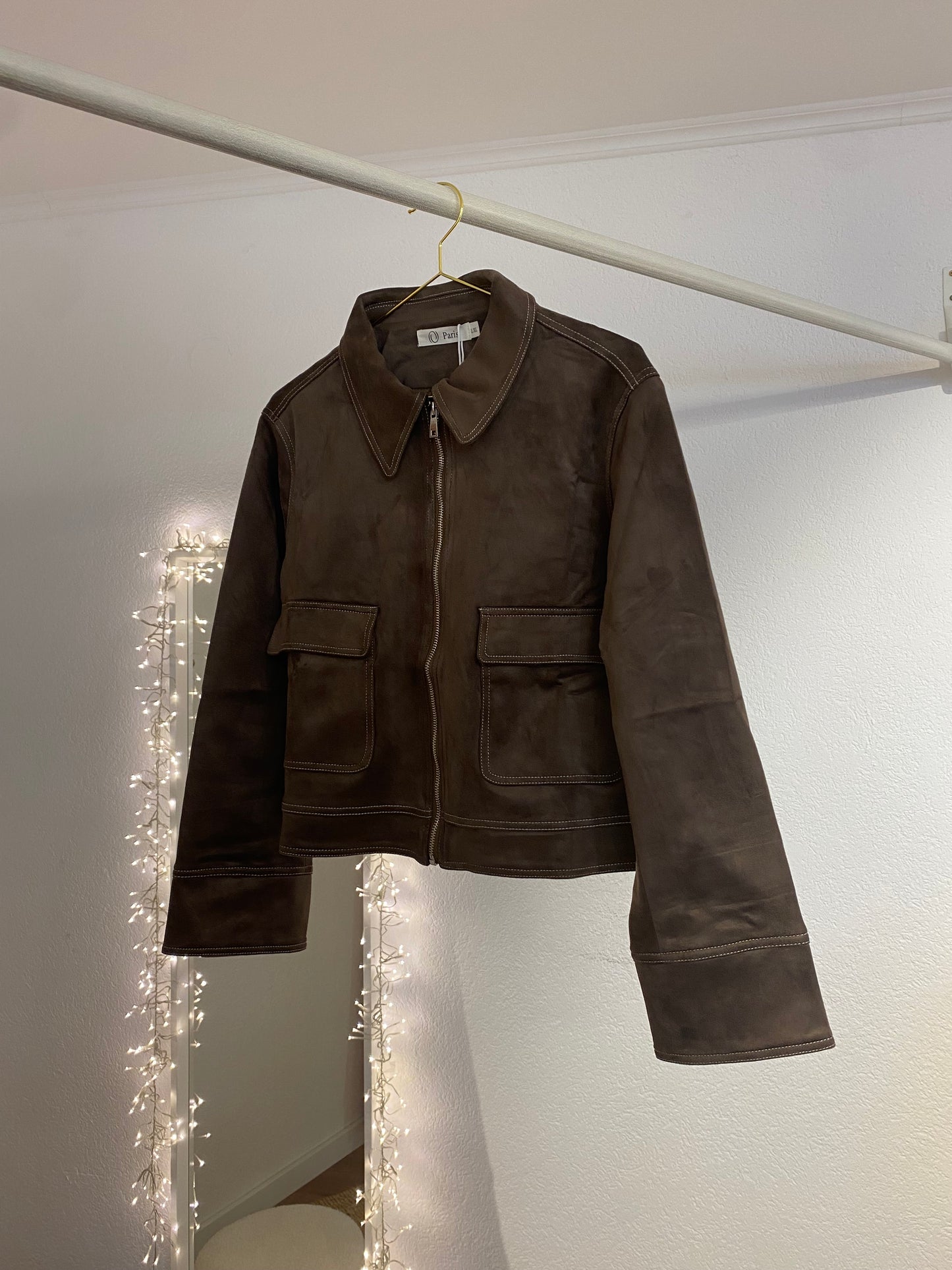 Wildlederimitat Jacke taupe