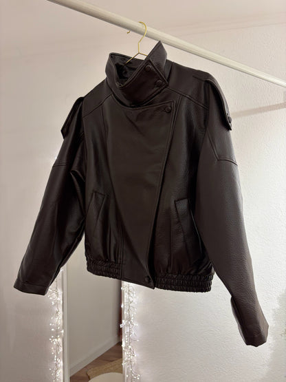 Kunstlederjacke dunkelbraun