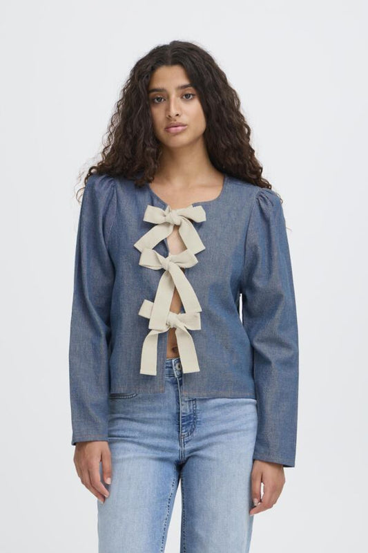 Dünne Jeansjacke mit Schleifen