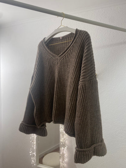 Strickpulli mit V-Ausschnitt versch. Farben