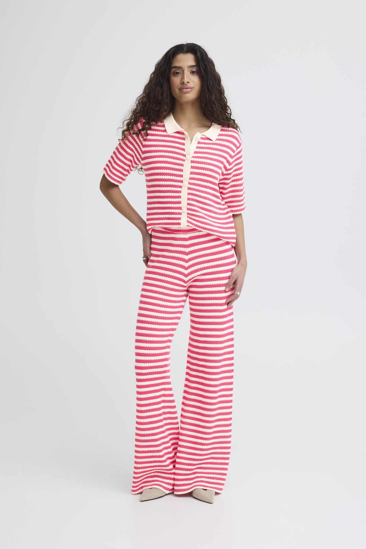 Strickhose pink/weiß