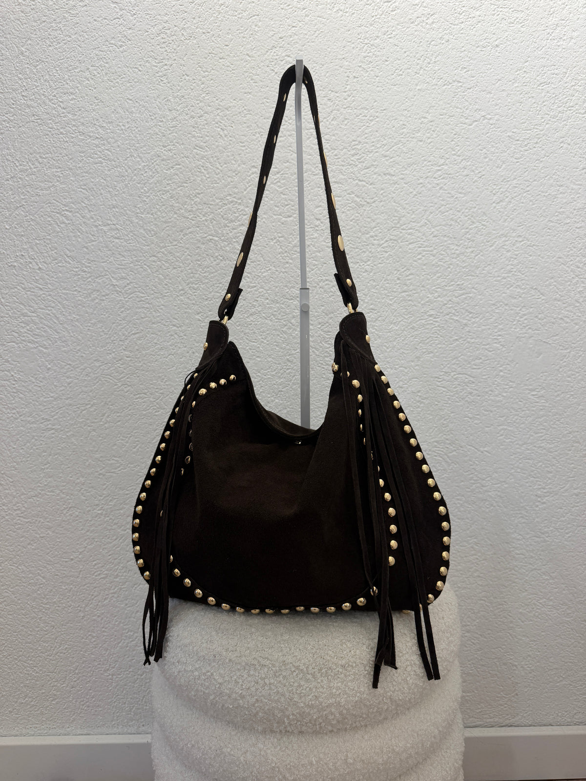 Wildleder Tasche mit Fransen und Nieten versch. Farben