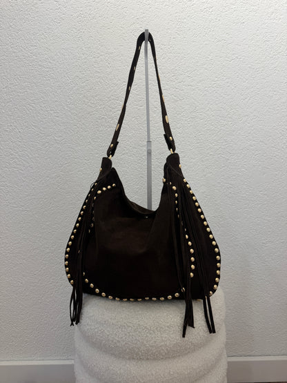 Wildleder Tasche mit Fransen und Nieten versch. Farben