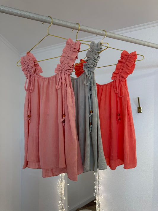 Leichte Bluse mit gerafften Details versch. Farben