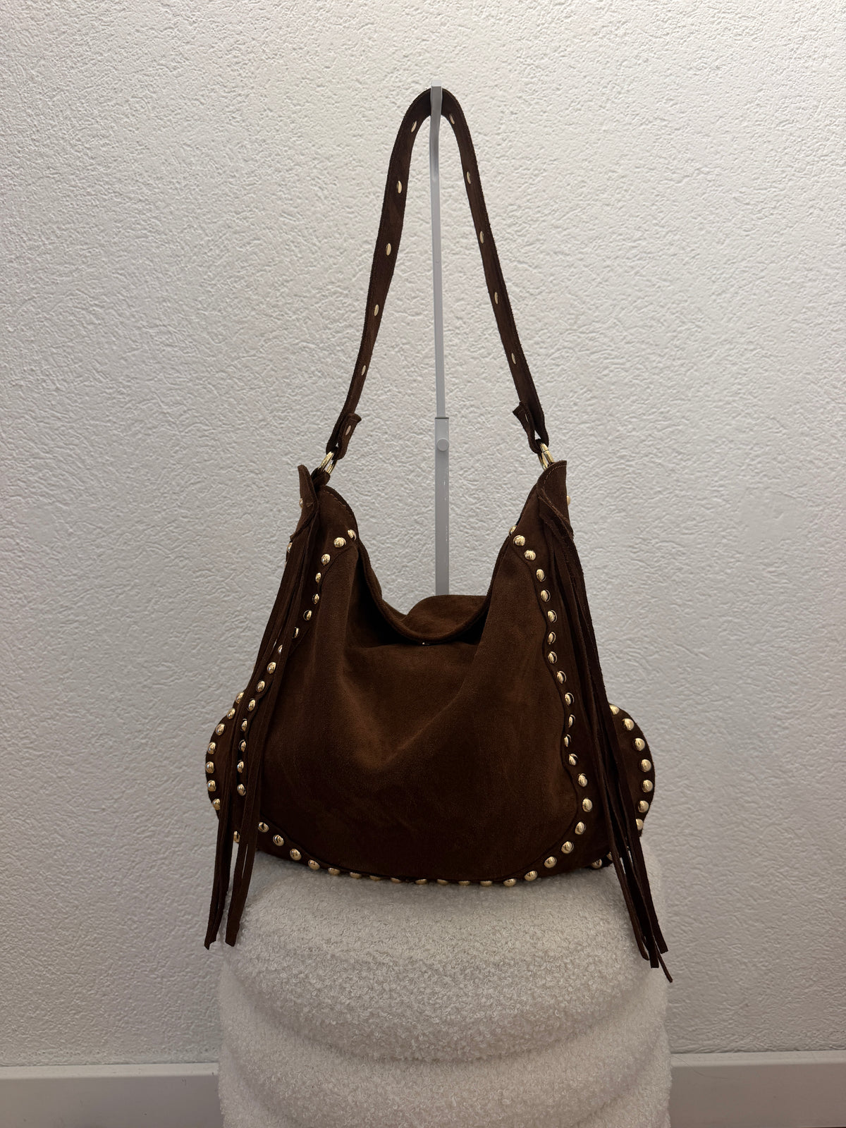 Wildleder Tasche mit Fransen und Nieten versch. Farben