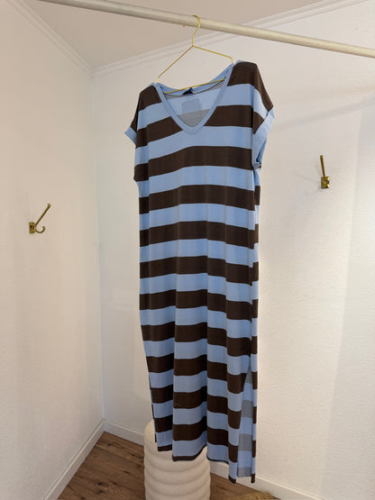 Dünnes Streifenkleid mit V-Ausschnitt versch. Farben