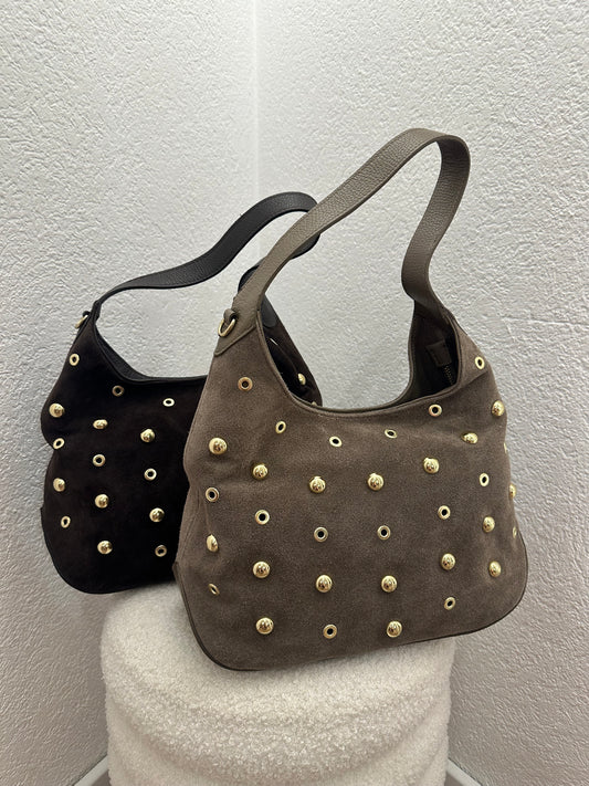 Wildledertasche mit Nieten versch. Farben