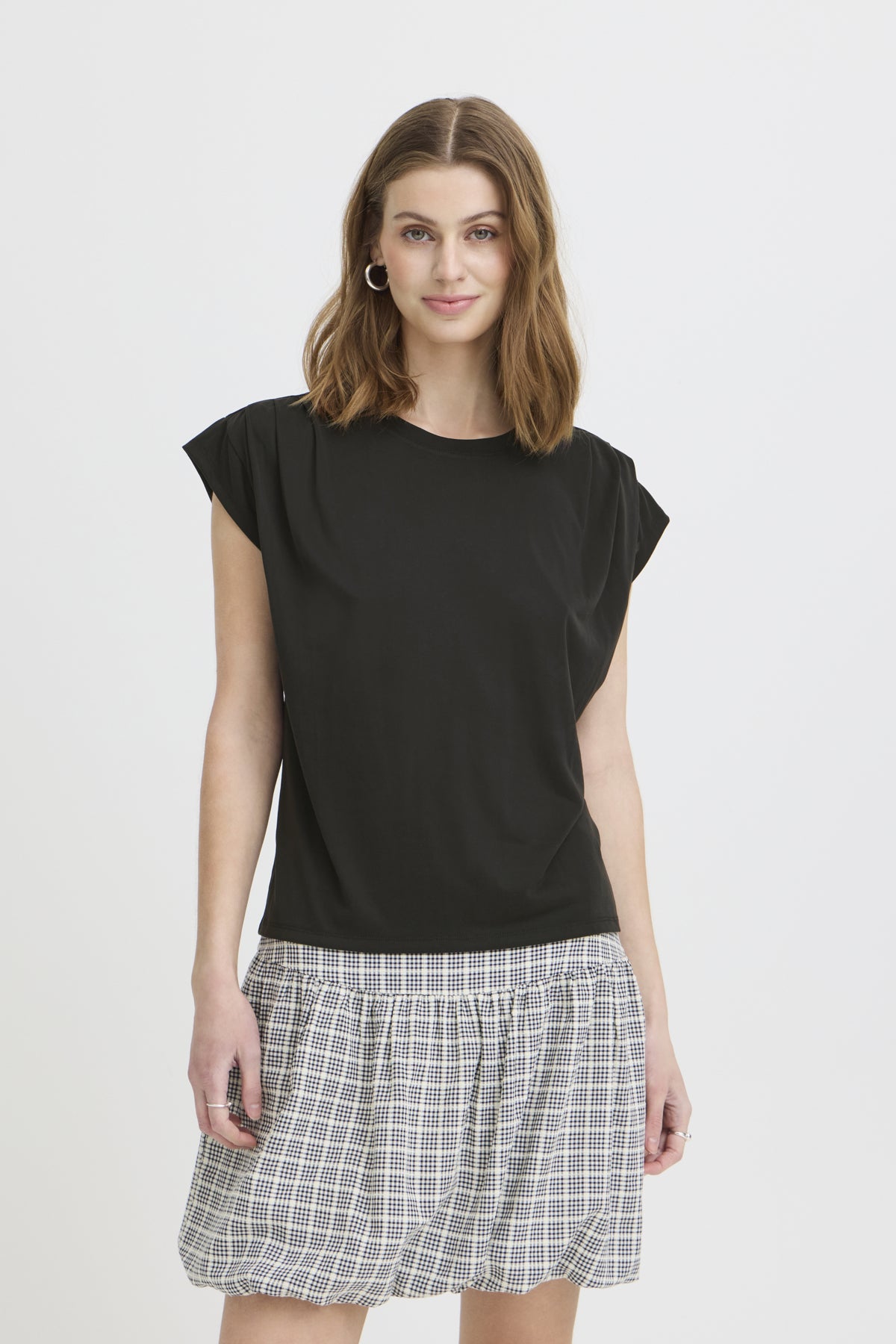 T-Shirt mit gerafften Ärmeln