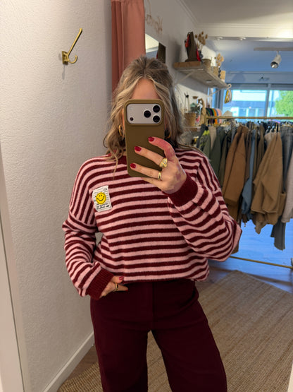 Smiley Strickpulli Bordeaux/Rosa