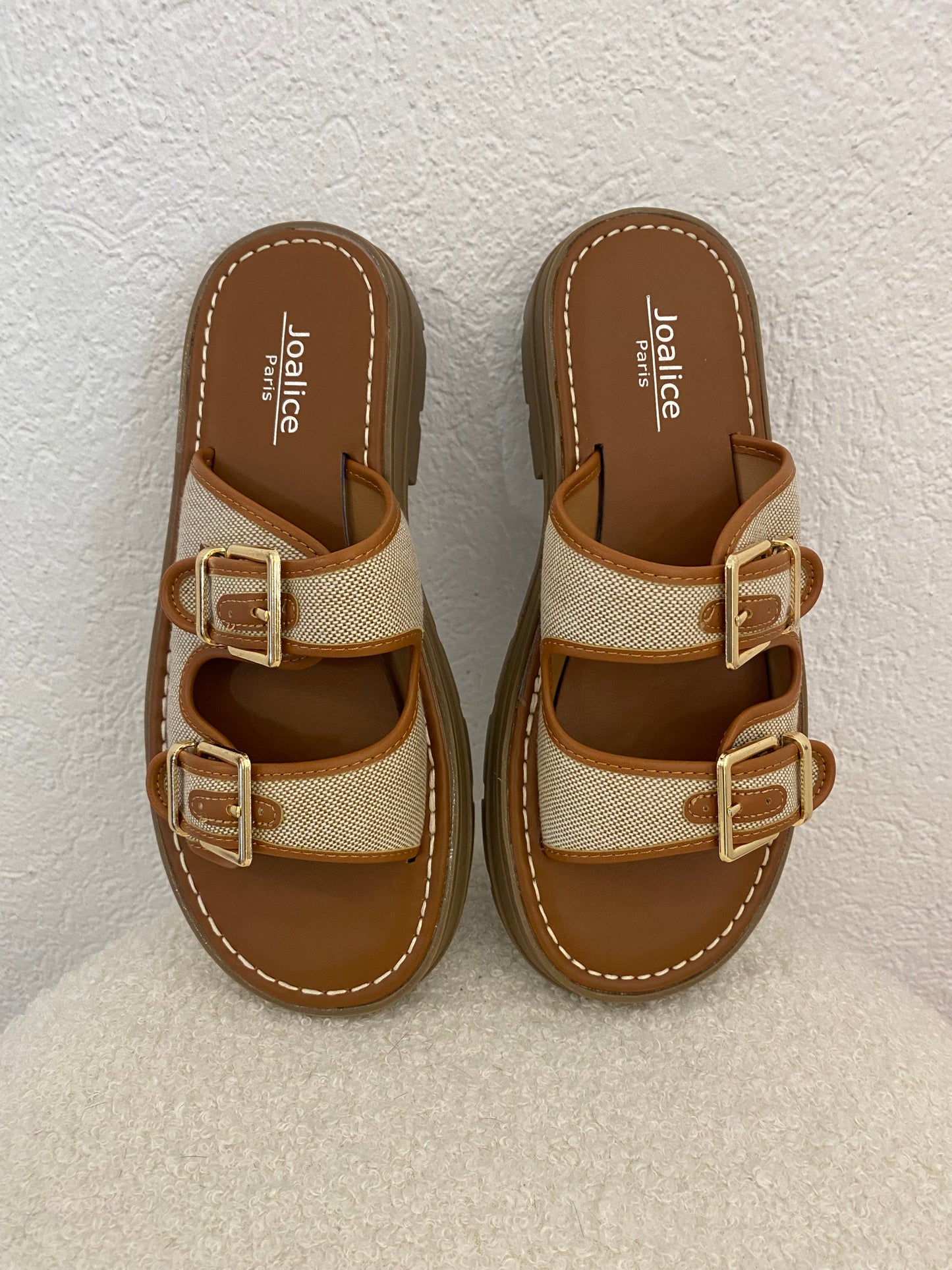 Kunstleder Schlappe camel