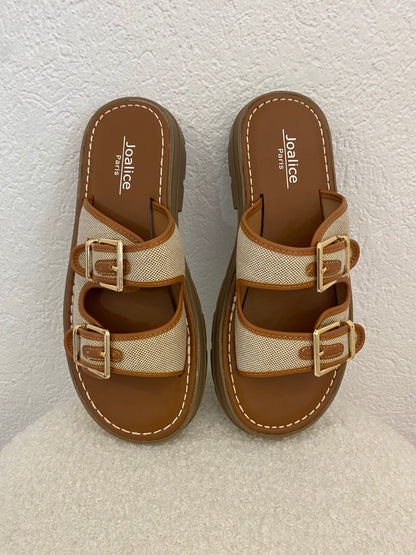 Kunstleder Schlappe camel