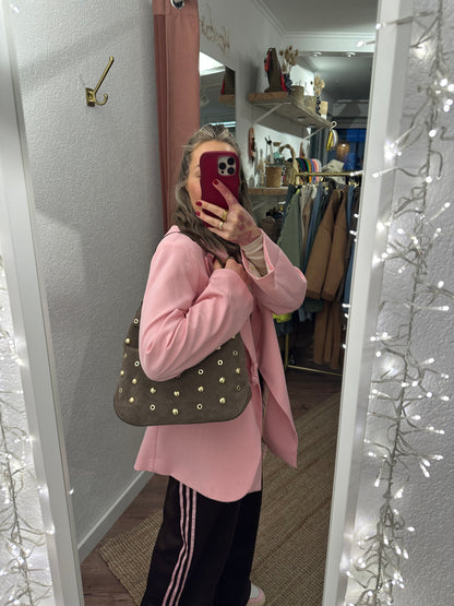 Wildledertasche mit Nieten versch. Farben