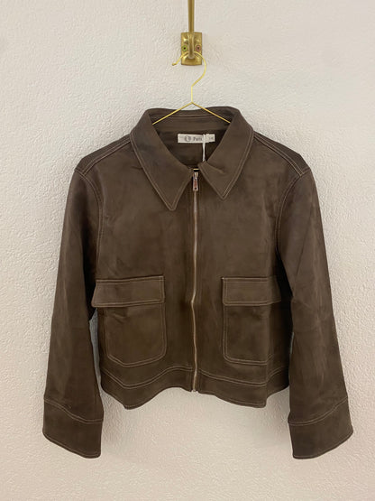 Wildlederimitat Jacke taupe