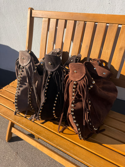Wildleder Tasche mit Fransen und Nieten versch. Farben