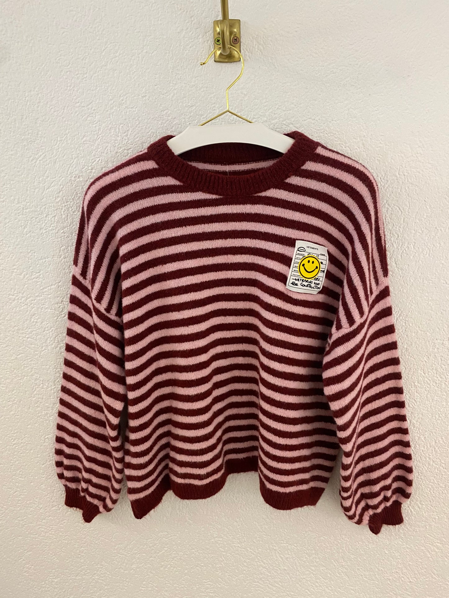 Smiley Strickpulli Bordeaux/Rosa