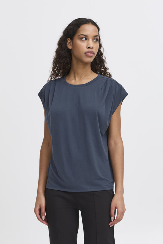 T-Shirt mit gerafften Ärmeln versch. Farben