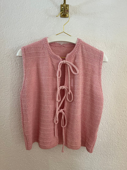 Melierte Strickweste rosa