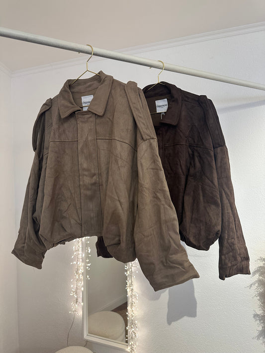 Oversize Jacke in Wildlederoptik versch. Farben