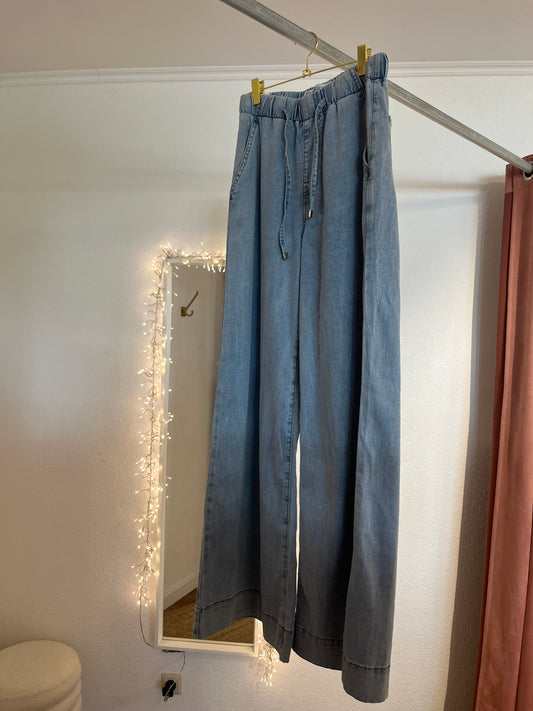 Wide Leg Silky Denim