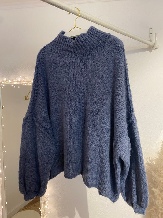 Oversized Strickpulli blau