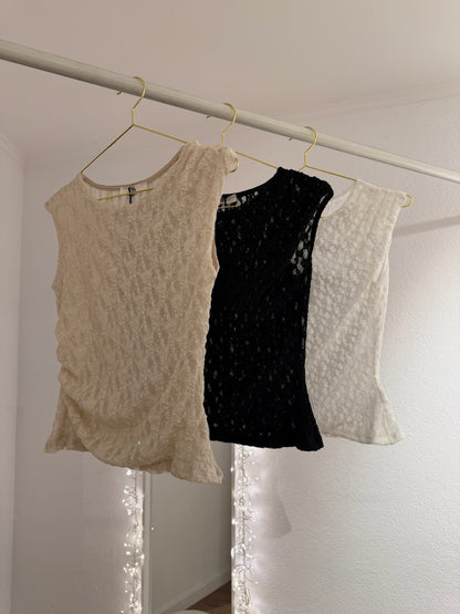 Gerafftes Spitzentop versch. Farben