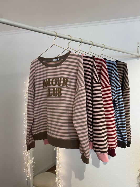 Gestreiftes Shirt „Amour Club“ in versch. Farben