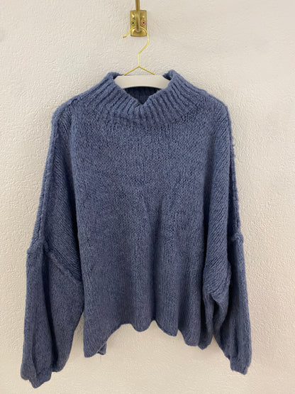 Oversized Strickpulli blau