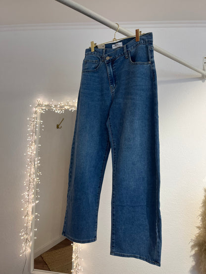 Crossover Wide Leg Jeans