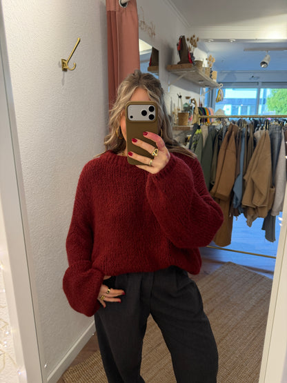 Oversized Strickpulli Bordeaux