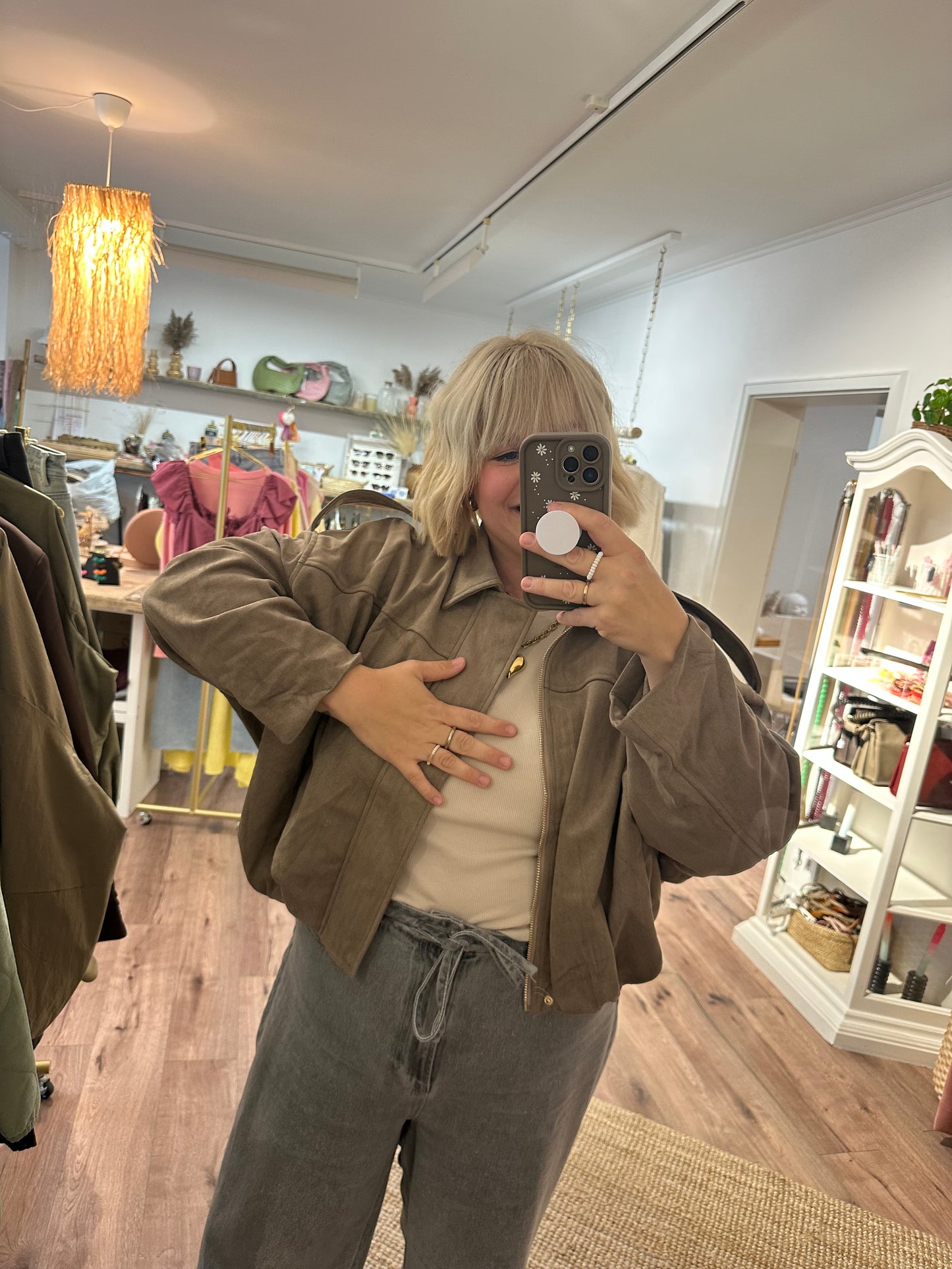Oversize Jacke in Wildlederoptik versch. Farben