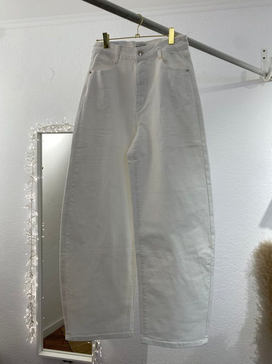 Weiße Balloon Jeans Highwaist