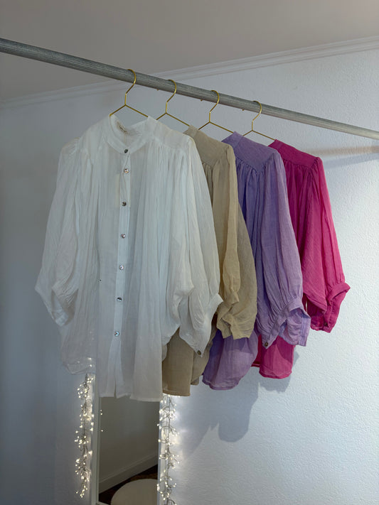 Luftige Bluse in Leinenoptik versch. Farben
